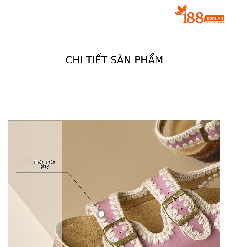 Dép sandal nữ hở mũi da bò đế dày phong cách Birkenstock — tím chi tiết 16