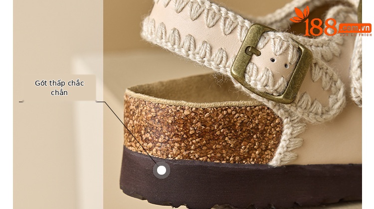 Dép sandal nữ hở mũi da bò đế dày phong cách Birkenstock — tím chi tiết 18