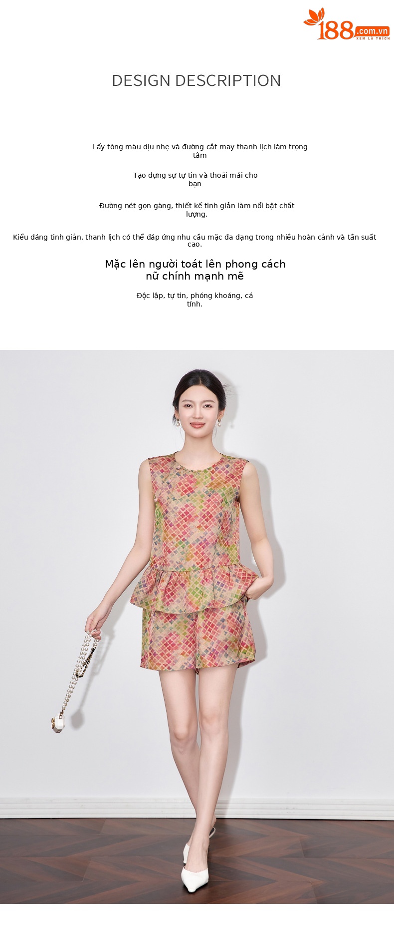 Bộ áo vest jacquard họa tiết cỏ bốn lá kết hợp quần short cạp thun nữ mùa hè — Cỏ bốn lá chi tiết 2
