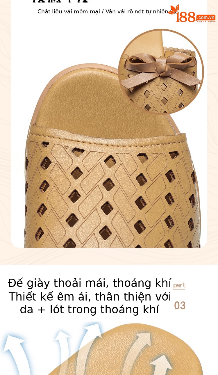 Dép sandal nữ quai chữ V đế dày da thật phong cách dân tộc — đen chi tiết 4