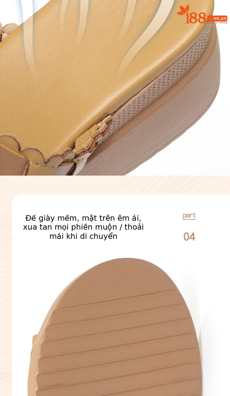 Dép sandal nữ quai chữ V đế dày da thật phong cách dân tộc — đen chi tiết 5