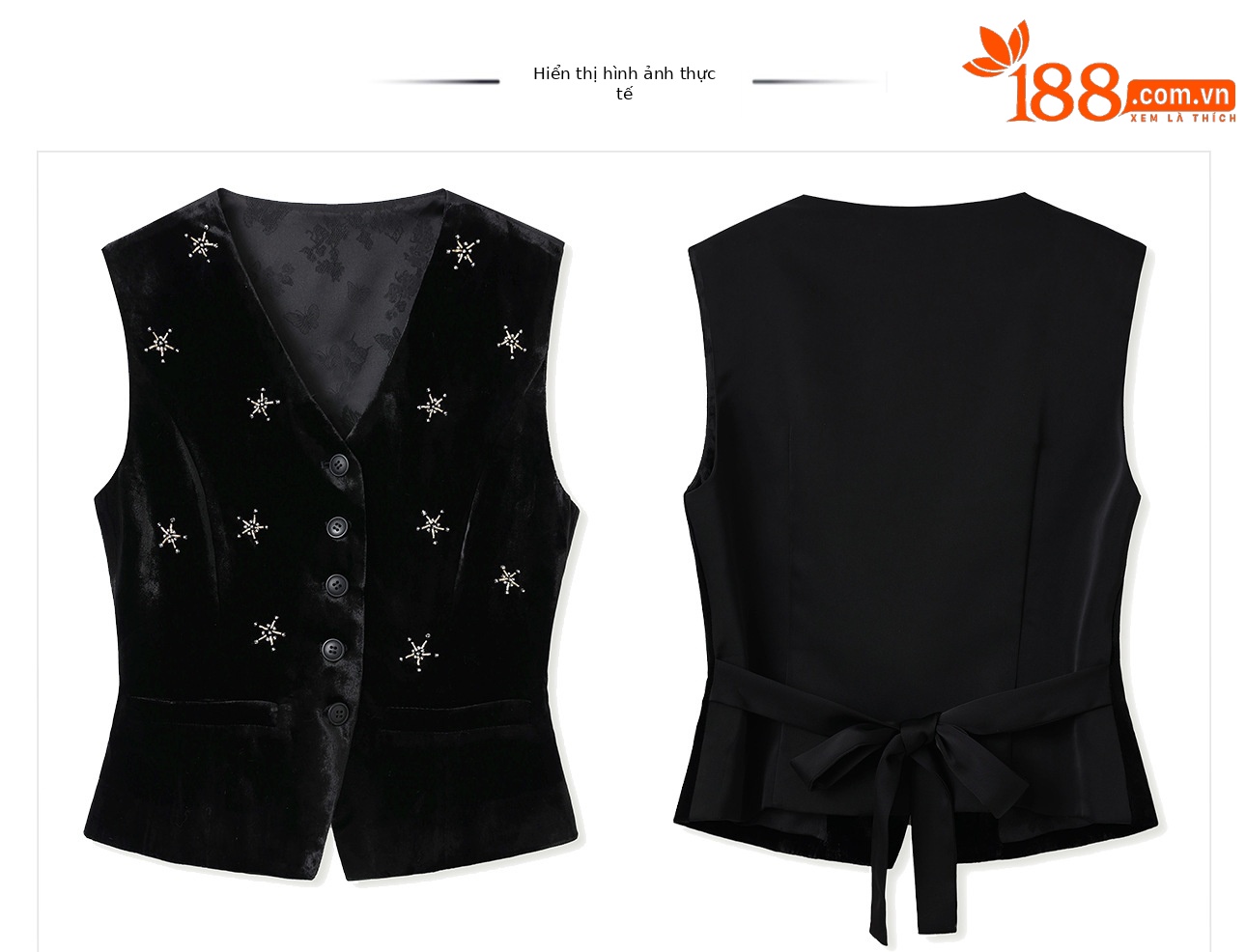 Bộ vest áo khoác cổ chữ V và quần vải lanh phong cách Trung Quốc lụa tằm — Quần màu chàm, áo vest đen chi tiết 4