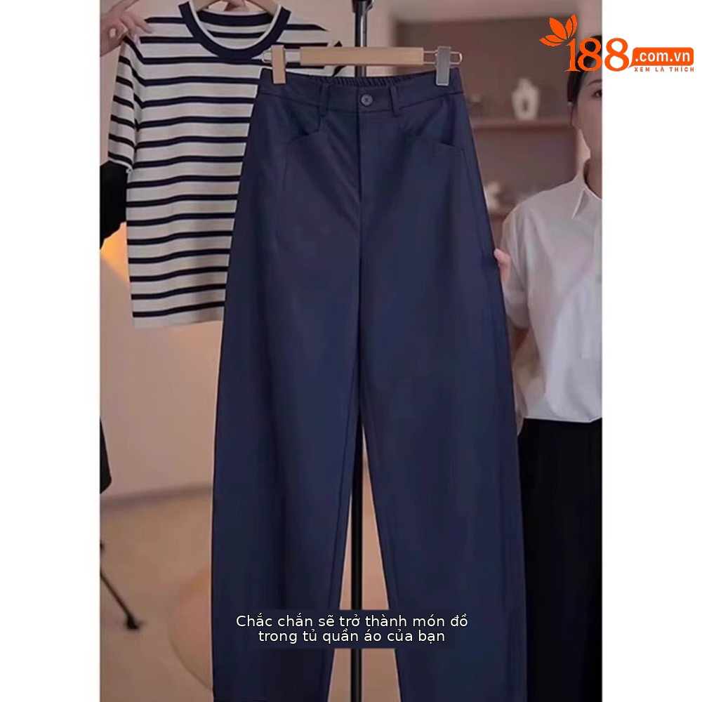 Quần culottes nữ ống rộng cạp cao dáng suông màu xanh navy — Màu xanh navy