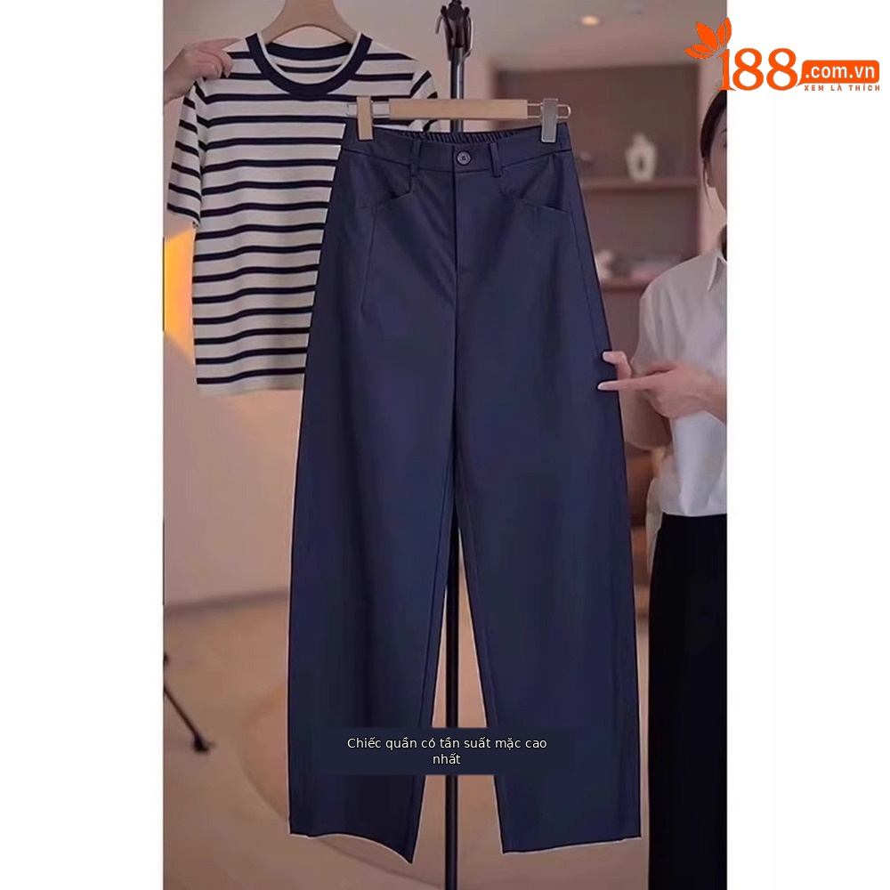 Quần culottes nữ ống rộng cạp cao dáng suông màu xanh navy — Màu xanh navy