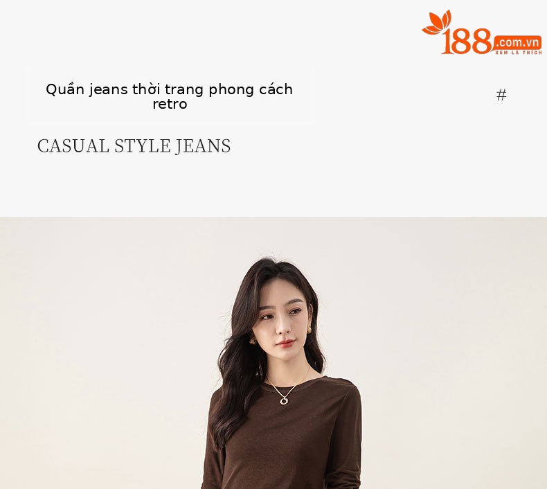 Quần jeans nữ ống côn cạp cao chất liệu Lyocell mềm mại màu xanh vintage — màu xanh chi tiết 1