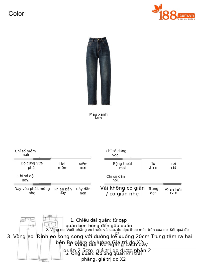 Quần jeans nữ ống côn cạp cao chất liệu Lyocell mềm mại màu xanh vintage — màu xanh chi tiết 5