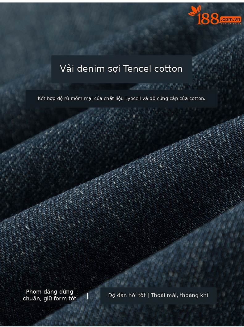 Quần jeans nữ ống côn cạp cao chất liệu Lyocell mềm mại màu xanh vintage — màu xanh chi tiết 6