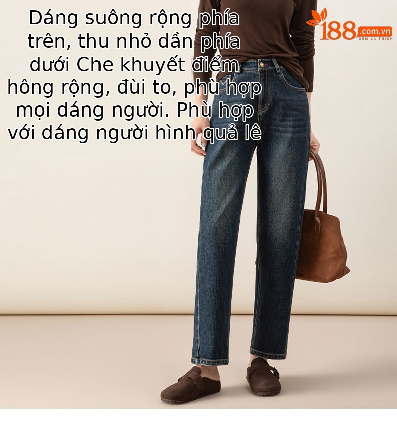 Quần jeans nữ ống côn cạp cao chất liệu Lyocell mềm mại màu xanh vintage — màu xanh chi tiết 9