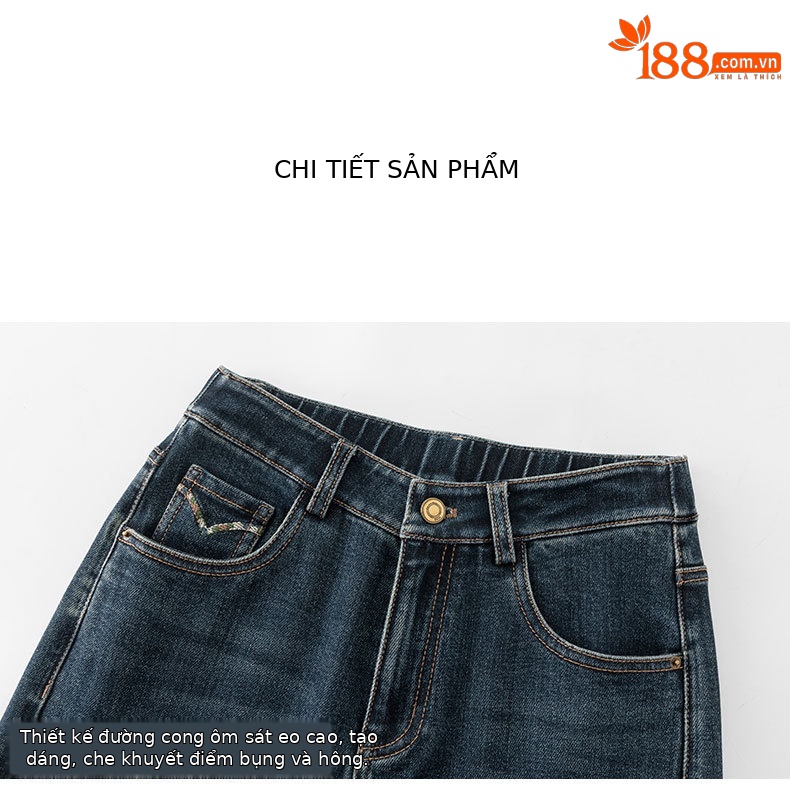 Quần jeans nữ ống côn cạp cao chất liệu Lyocell mềm mại màu xanh vintage — màu xanh chi tiết 15