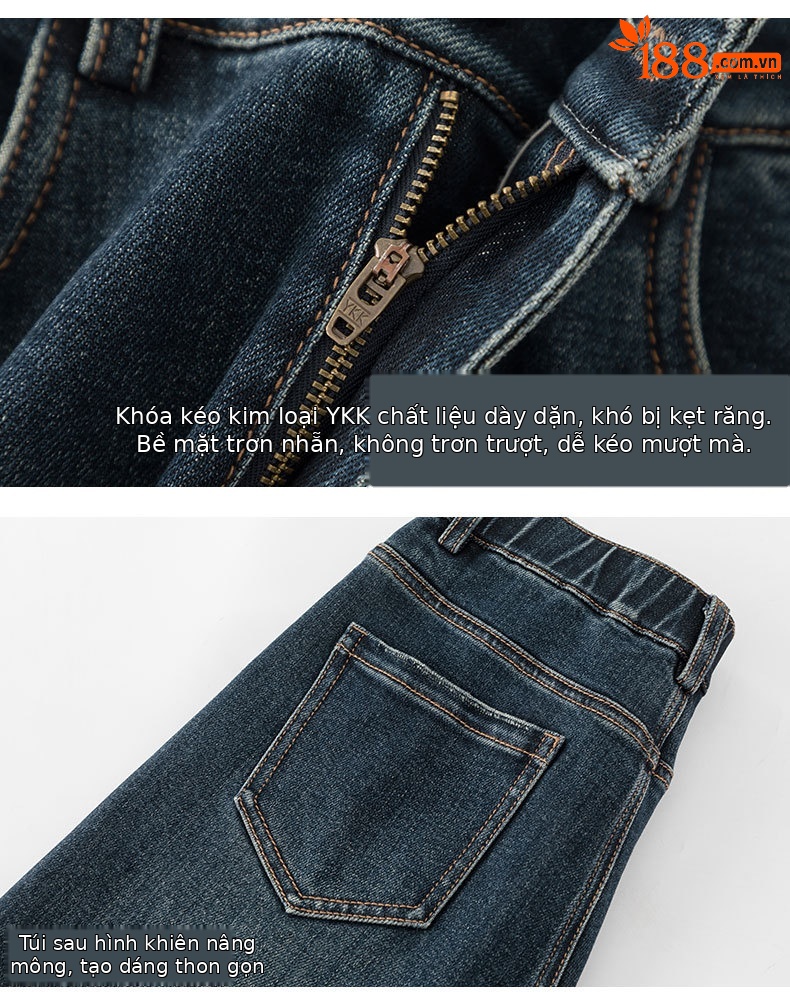 Quần jeans nữ ống côn cạp cao chất liệu Lyocell mềm mại màu xanh vintage — màu xanh chi tiết 17