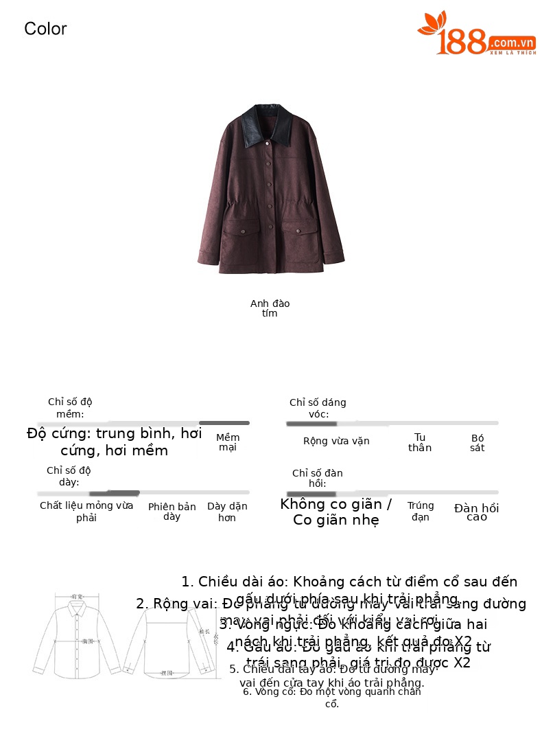 Áo khoác bomber giả da nhung phối ve nhỏ dáng rộng phong cách Hong Kong cổ điển — màu tím anh đào chi tiết 4