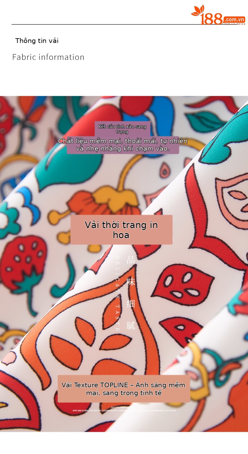 Váy liền chữ A in hoa cổ điển phong cách dân tộc mùa hè — Màu đen chi tiết 3