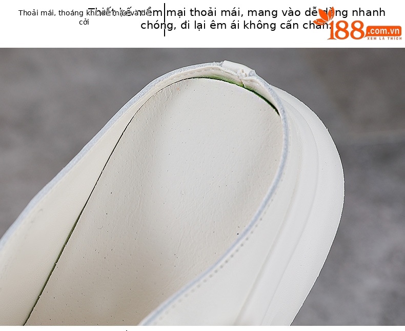 Dép xỏ ngón nữ da bò đế dày phong cách Birkenstock — màu be chi tiết 6