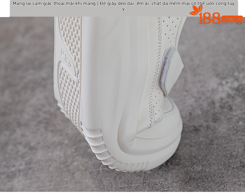 Dép Mary Jane nữ đế dày da bò thật quai Velcro thoáng khí — trắng chi tiết 8