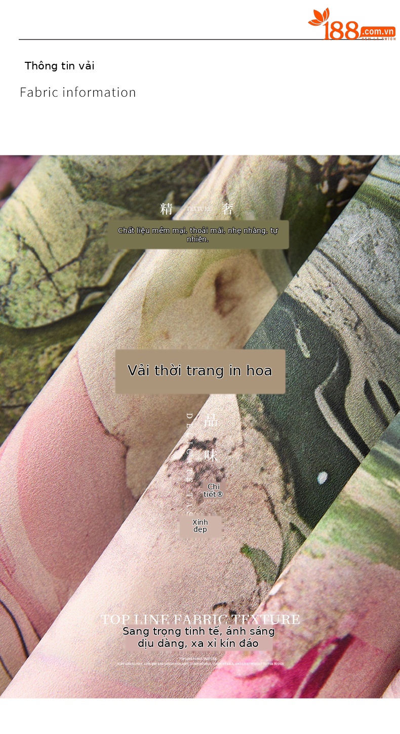 Váy liền thắt eo in họa tiết nặng phong cách du lịch, xòe lớn trẻ trung — Màu xanh lá chi tiết 3