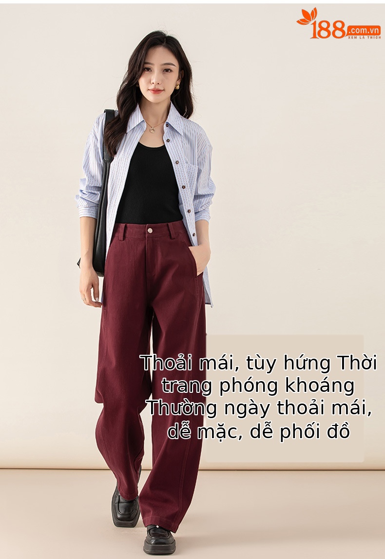 Quần jean nữ ống rộng phong cách Hong Kong chất cotton Tencel dáng rộng — Màu trắng nhạt chi tiết 13