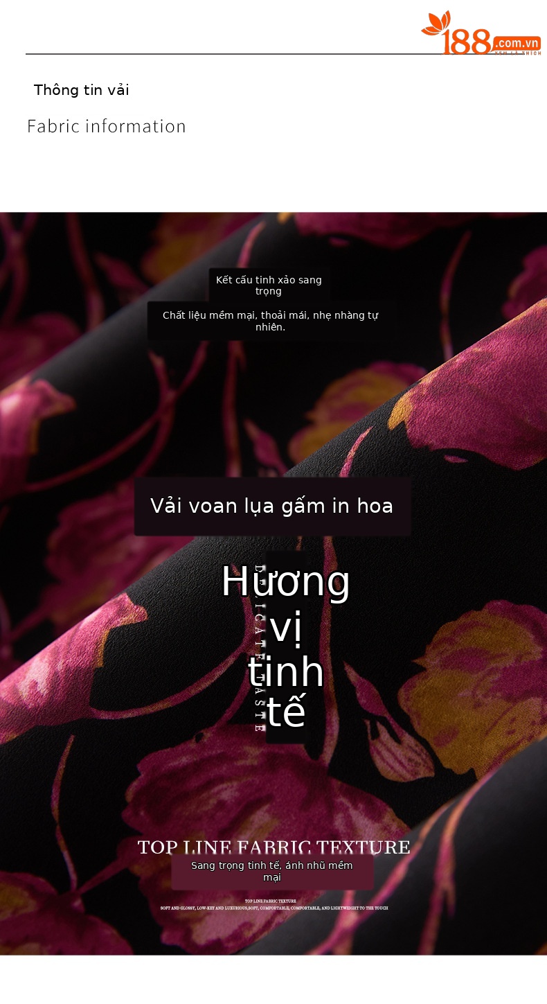 Đầm maxi nữ thắt eo tay ngắn in họa tiết hoa cổ điển kiểu Pháp — hoa hồng đỏ chi tiết 3