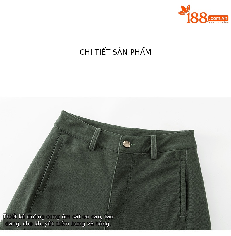 Quần ống rộng nữ dáng suông chất Tencel cotton dệt kim mềm mại — màu xanh ngọc chi tiết 13
