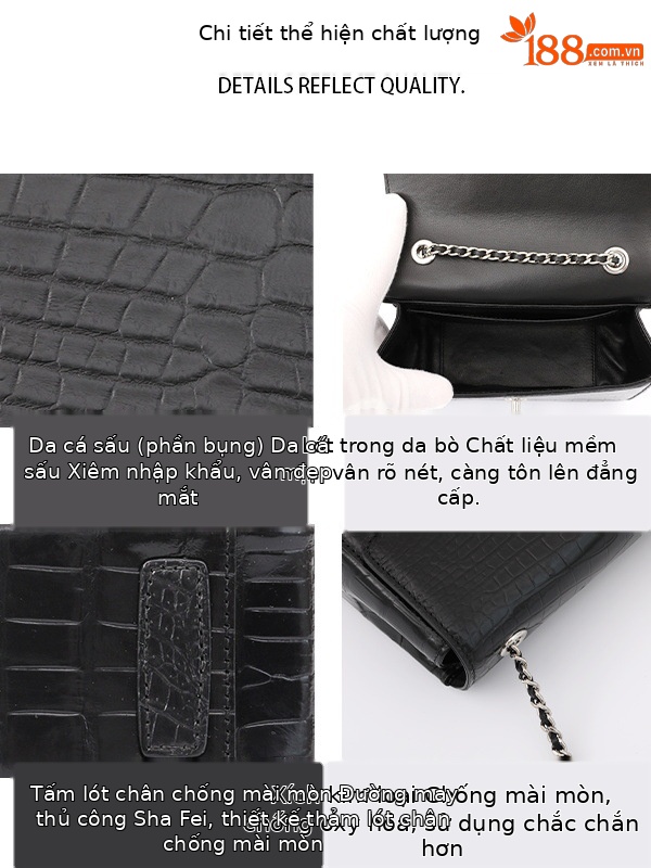 Túi đeo chéo nữ da bụng cá sấu dây xích nhỏ cao cấp