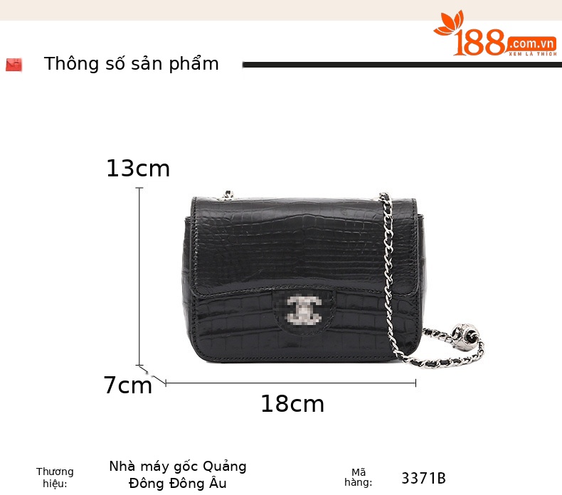 Túi đeo chéo nữ da bụng cá sấu dây xích nhỏ cao cấp chi tiết 2