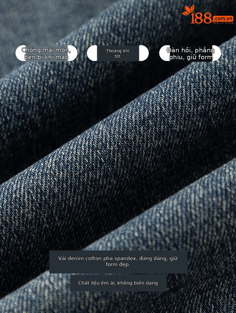 Quần jeans nữ cạp cao ống rộng dáng chuối — màu xanh chi tiết 6