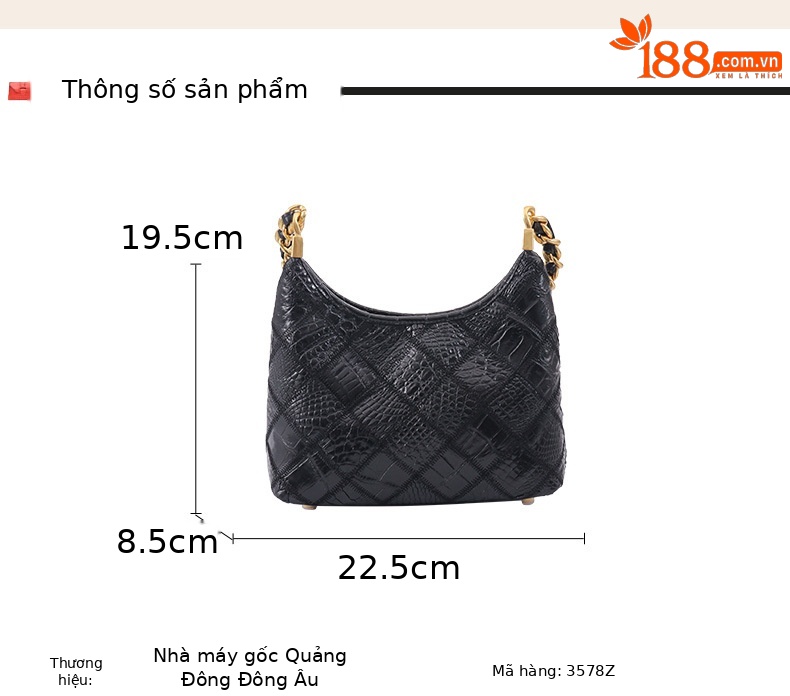Túi đeo chéo nữ da cá sấu may chần bông phong cách Chanel, thiết kế khóa vàng sang trọng chi tiết 2