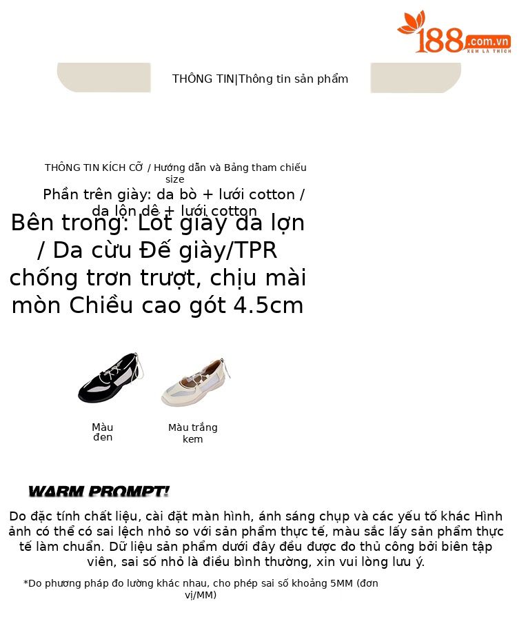 Giày Mary Jane thể thao mũi tròn lưới thoáng khí quai sau dây buộc — đen, trắng chi tiết 3