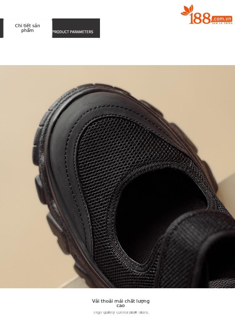 Giày Mary Jane nữ đế dày da thật quai ngang khóa Velcro — Đen + lưới, Đen + vải lụa chi tiết 6