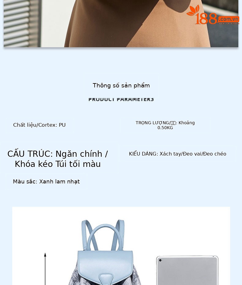Ba lô nữ thêu cao cấp thiết kế độc đáo, dung tích lớn, nhẹ nhàng, mùa xuân hè 2026 chi tiết 5