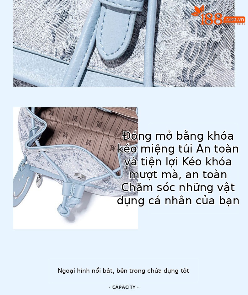 Ba lô nữ thêu cao cấp thiết kế độc đáo, dung tích lớn, nhẹ nhàng, mùa xuân hè 2026 chi tiết 7