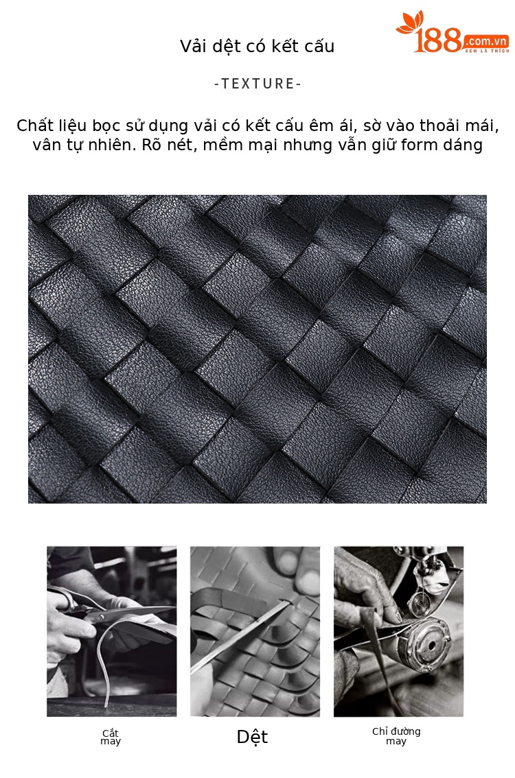 Túi tote da bò dệt sang trọng kiểu giỏ đựng rau, quai đeo nách, kích thước 32×7×17 cm — B1978. # màu nâu chi tiết 9
