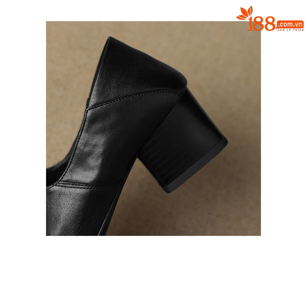 Giày lười nữ da bò đế dày 5 cm mũi vuông đế mềm — màu nâu chi tiết 17