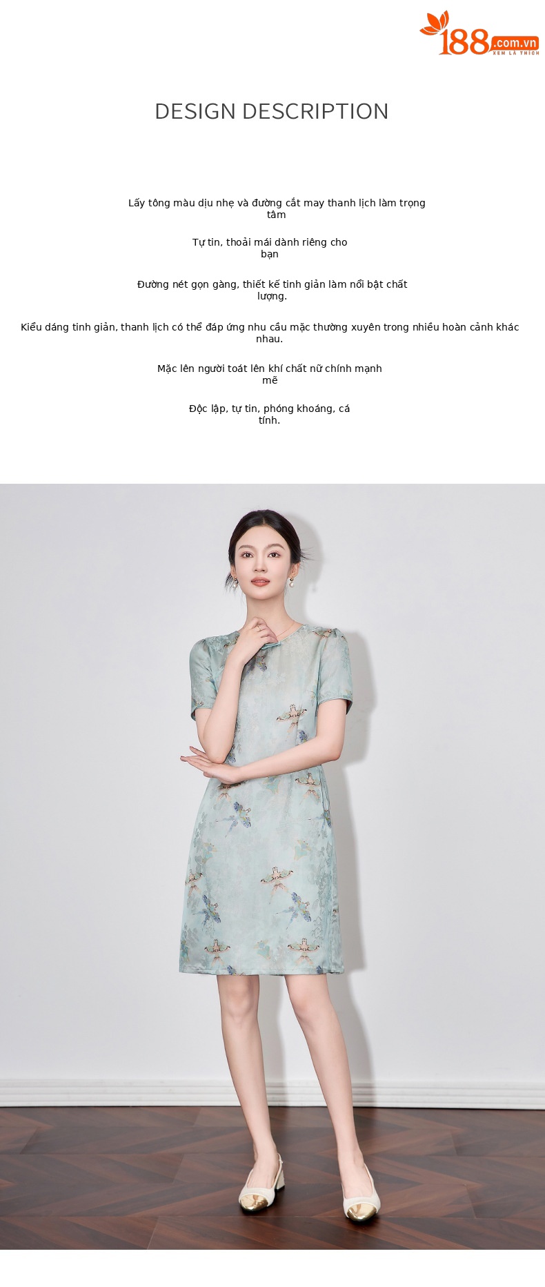 Váy sườn xám cách tân jacquard phong cách Trung Quốc chất liệu sợi mây thơm, dáng suông thắt eo, tay ngắn mùa hè — Màu xanh lam chi tiết 2