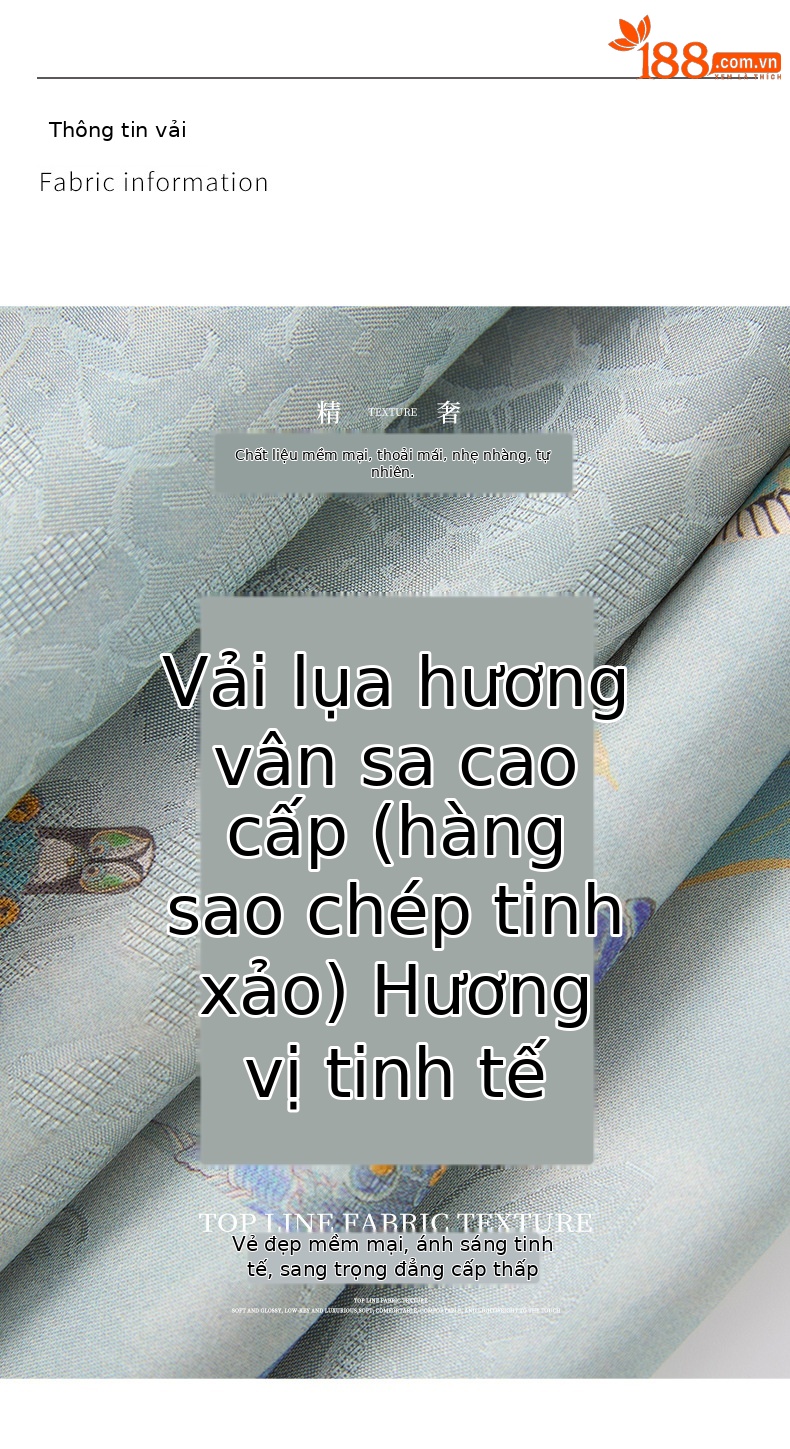Váy sườn xám cách tân jacquard phong cách Trung Quốc chất liệu sợi mây thơm, dáng suông thắt eo, tay ngắn mùa hè — Màu xanh lam chi tiết 3