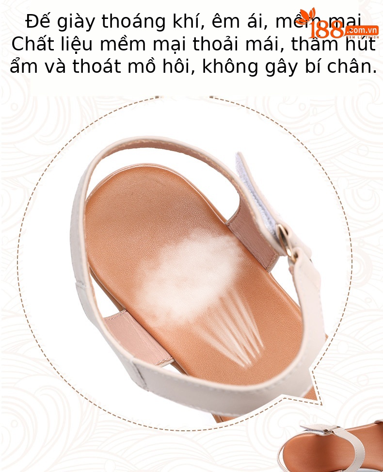 Sandal nữ đế bằng da thật chống trơn trượt, đế mềm thoải mái — màu be chi tiết 8