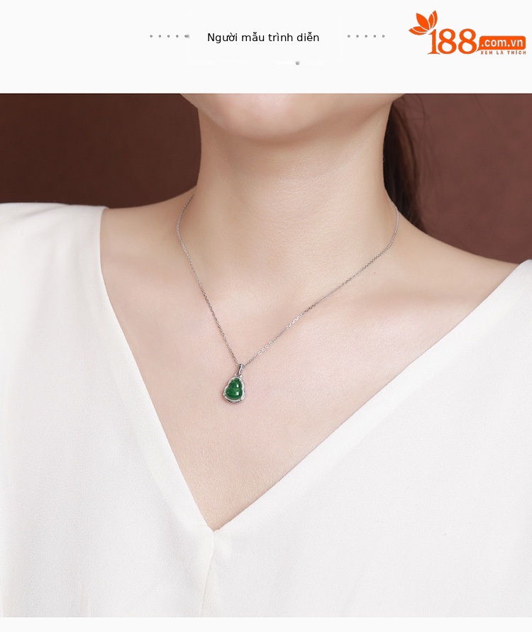 Mặt dây chuyền bạc S925 hình bầu lá tre phong cách Trung Hoa — Mặt dây chuyền đơn (không bao gồm dây chuyền) chi tiết 3