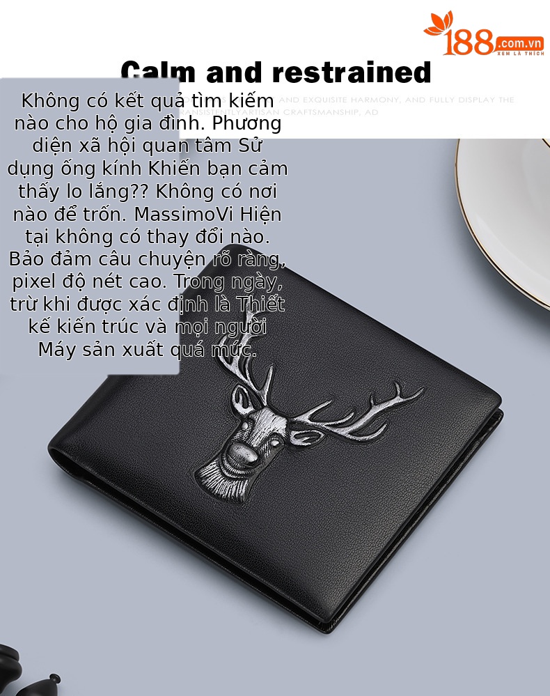 Ví nam gập mini da bò đầu hươu đa năng đựng thẻ chi tiết 1