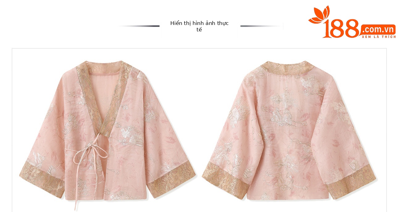 Áo khoác cardigan nữ phong cách Trung Hoa retro thêu hoa cột dây — hồng chi tiết 17