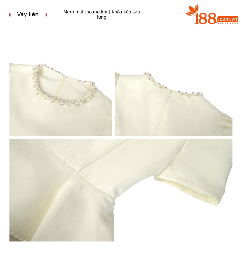 Đầm lưới phồng thon gọn thắt eo phong cách Pháp — Màu đen chi tiết 3