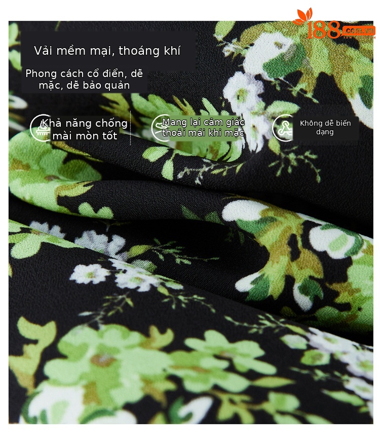 Đầm suông midi họa tiết hoa tay ngắn thanh lịch MM2632 — Màu sắc hình ảnh chi tiết 14