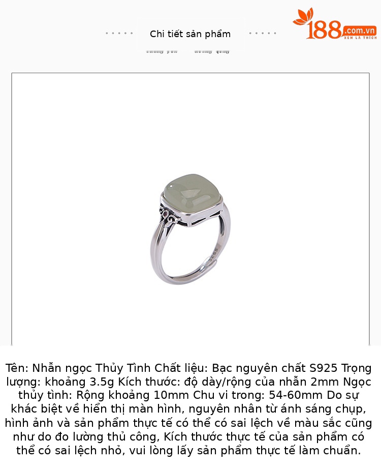 Nhẫn bạc S925 đính ngọc Hetian tự nhiên phong cách vintage mặt vuông đơn giản — một mảnh chi tiết 2