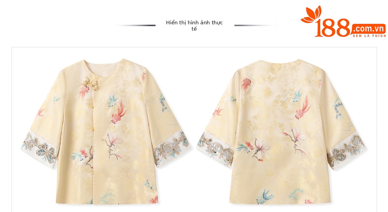 Bộ áo váy satin thêu jacquard cổ tròn phong cách Trung Hoa N6026 — áo, váy chi tiết 19