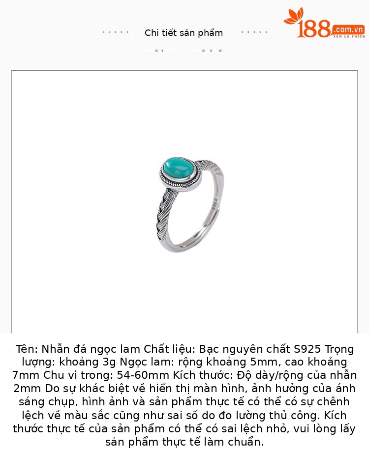 Yilu Silver Turquoise S925 Sterling Silver Vintage Egg Face Hình bầu dục bện răng Nhẫn Cung cấp xuyên biên giới — một mảnh chi tiết 2