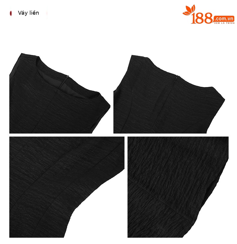 Váy maxi nữ thắt eo phong cách Pháp tay không dáng suông dài — Màu đen chi tiết 3