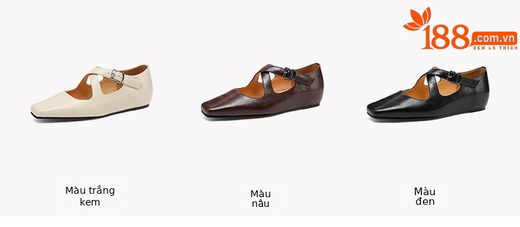 Giày Mary Jane nữ da bò mũi vuông gót thô, quai ngang khóa, tăng chiều cao nhẹ — màu nâu chi tiết 4
