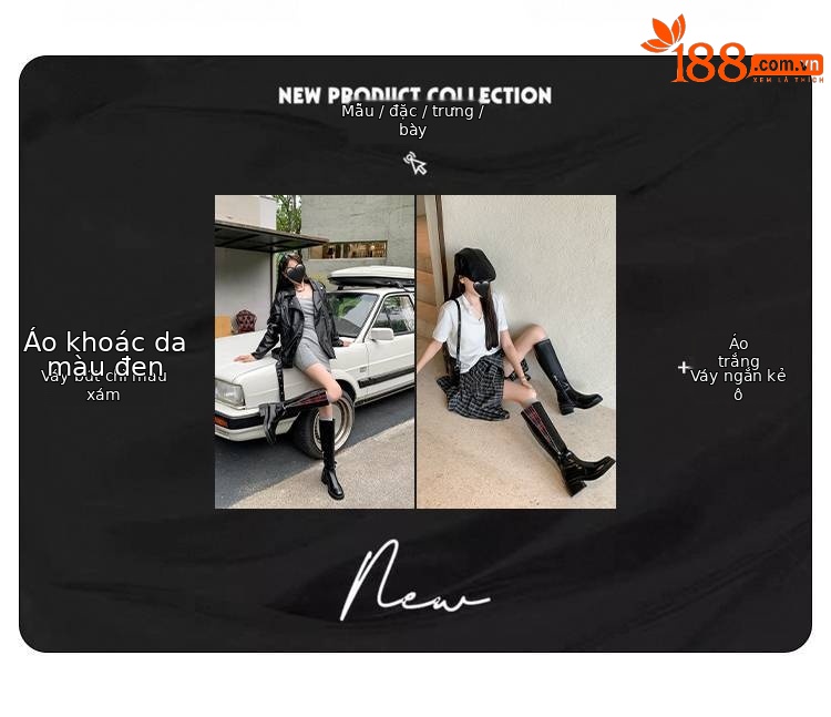 Boot nữ cổ cao họa tiết kẻ sọc Anh quốc, tăng chiều cao, thiết kế kéo khóa kép, thời trang thu đông, không qua gối — Lót nhung đen, Trong danh sách đen chi tiết 3