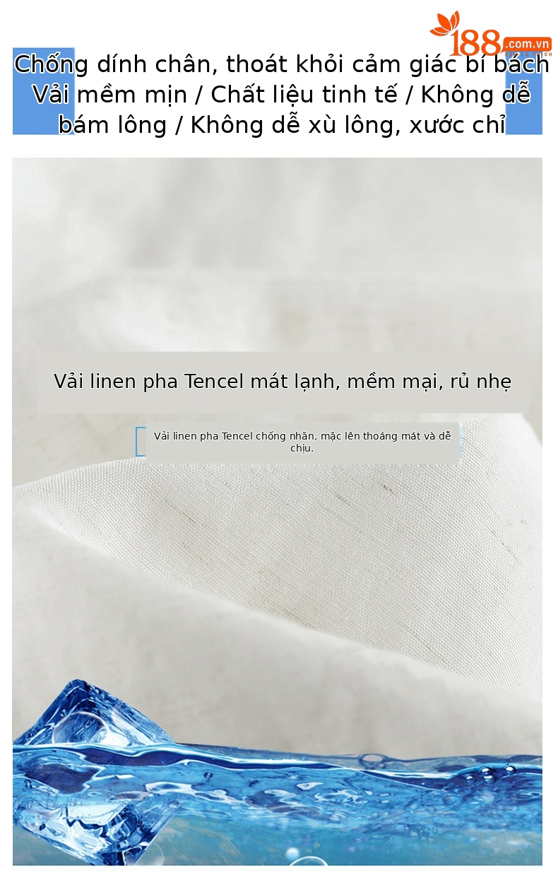 Quần ống rộng vải lụa băng đa năng nữ, phong cách sang trọng mỏng nhẹ mùa hè, quần ống đứng vải lanh Tencel — Màu xanh hải quân (kiểu thông thường) chi tiết 24