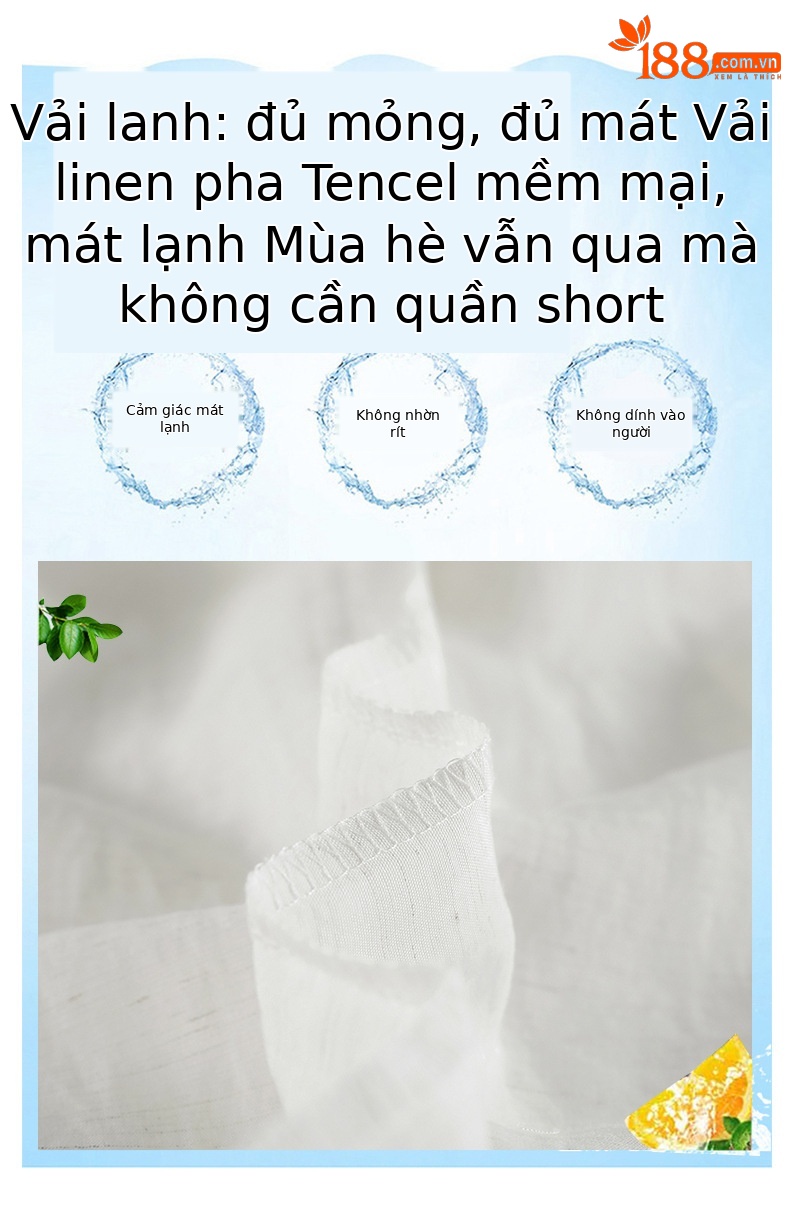 Quần ống rộng vải lụa băng đa năng nữ, phong cách sang trọng mỏng nhẹ mùa hè, quần ống đứng vải lanh Tencel — Màu xanh hải quân (kiểu thông thường) chi tiết 9