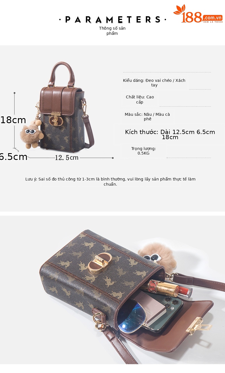 Túi đeo chéo mini nữ cao cấp 2025 – thiết kế nhỏ gọn, phong cách thời trang hè chi tiết 9