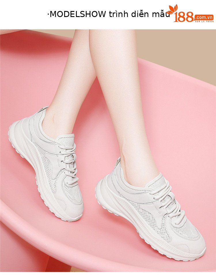 Giày sneaker nữ đế dày tăng chiều cao lưới thoáng khí mùa hè 2025 — Da đen 7147, màu be 7147 chi tiết 7